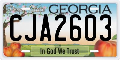 GA license plate CJA2603