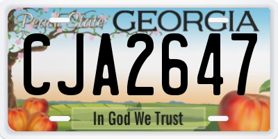 GA license plate CJA2647
