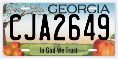 GA license plate CJA2649