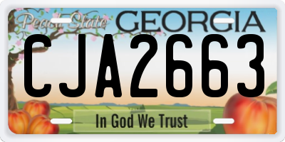 GA license plate CJA2663