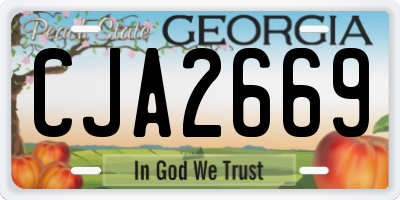 GA license plate CJA2669