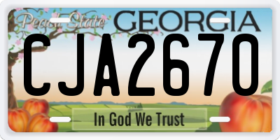 GA license plate CJA2670