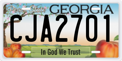 GA license plate CJA2701