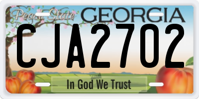 GA license plate CJA2702