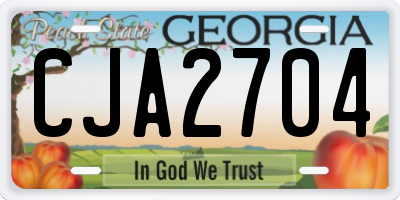 GA license plate CJA2704