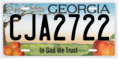 GA license plate CJA2722