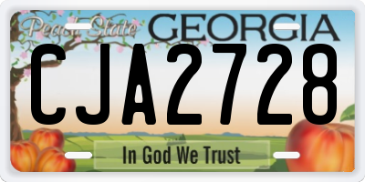 GA license plate CJA2728