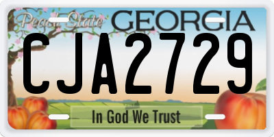 GA license plate CJA2729