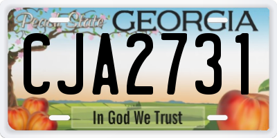 GA license plate CJA2731