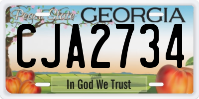GA license plate CJA2734