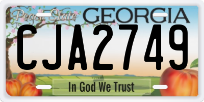 GA license plate CJA2749