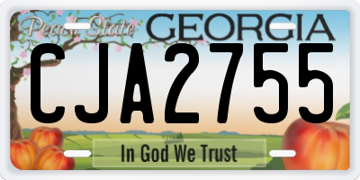 GA license plate CJA2755