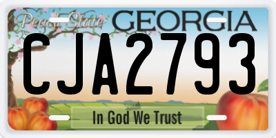 GA license plate CJA2793