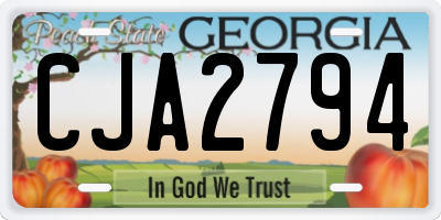 GA license plate CJA2794