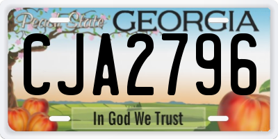 GA license plate CJA2796