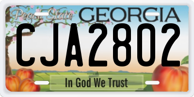GA license plate CJA2802