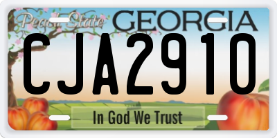 GA license plate CJA2910