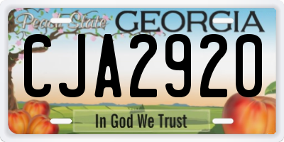 GA license plate CJA2920
