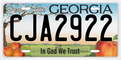 GA license plate CJA2922