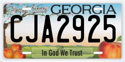 GA license plate CJA2925
