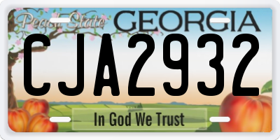 GA license plate CJA2932