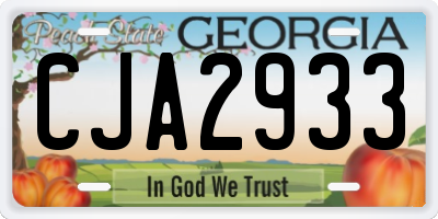 GA license plate CJA2933
