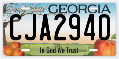 GA license plate CJA2940