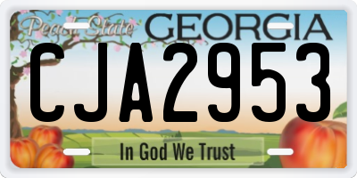 GA license plate CJA2953