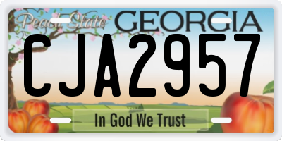 GA license plate CJA2957