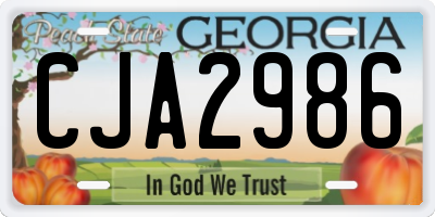 GA license plate CJA2986