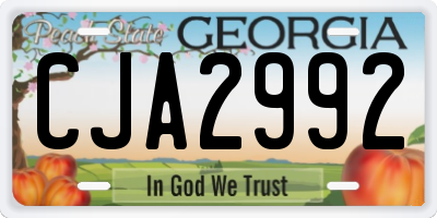 GA license plate CJA2992