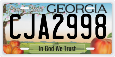 GA license plate CJA2998