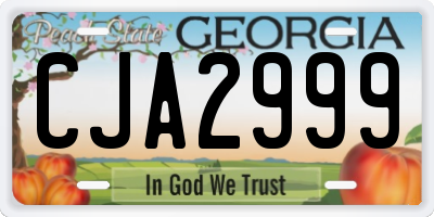 GA license plate CJA2999