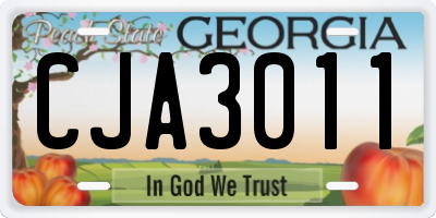 GA license plate CJA3011