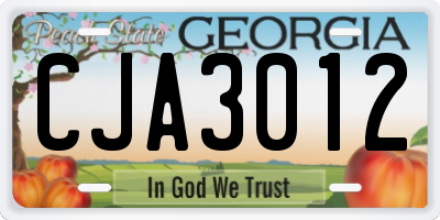 GA license plate CJA3012