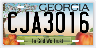 GA license plate CJA3016