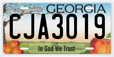 GA license plate CJA3019