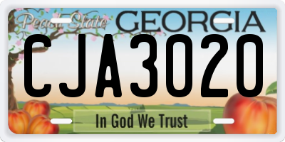 GA license plate CJA3020