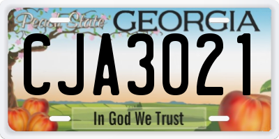 GA license plate CJA3021