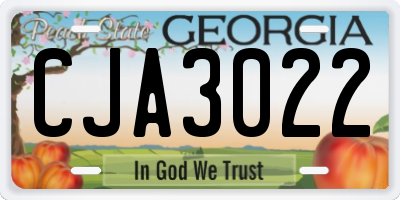 GA license plate CJA3022