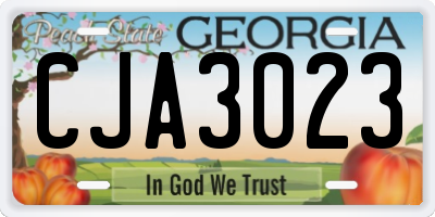 GA license plate CJA3023
