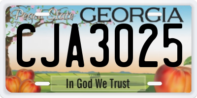 GA license plate CJA3025