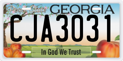 GA license plate CJA3031