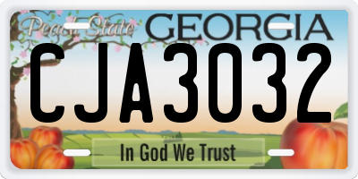 GA license plate CJA3032