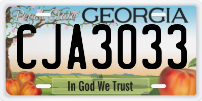 GA license plate CJA3033