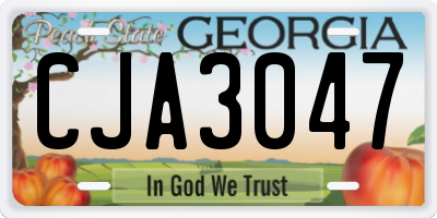 GA license plate CJA3047