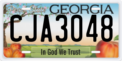 GA license plate CJA3048