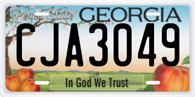 GA license plate CJA3049