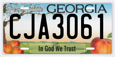 GA license plate CJA3061