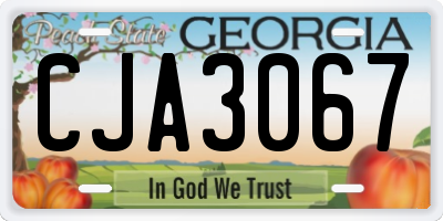 GA license plate CJA3067